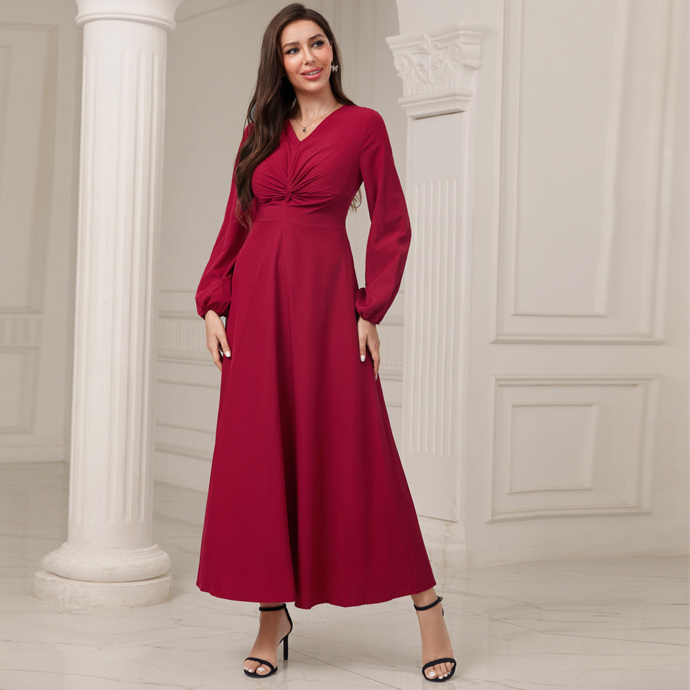 Casual Solid Color High Waist Dress