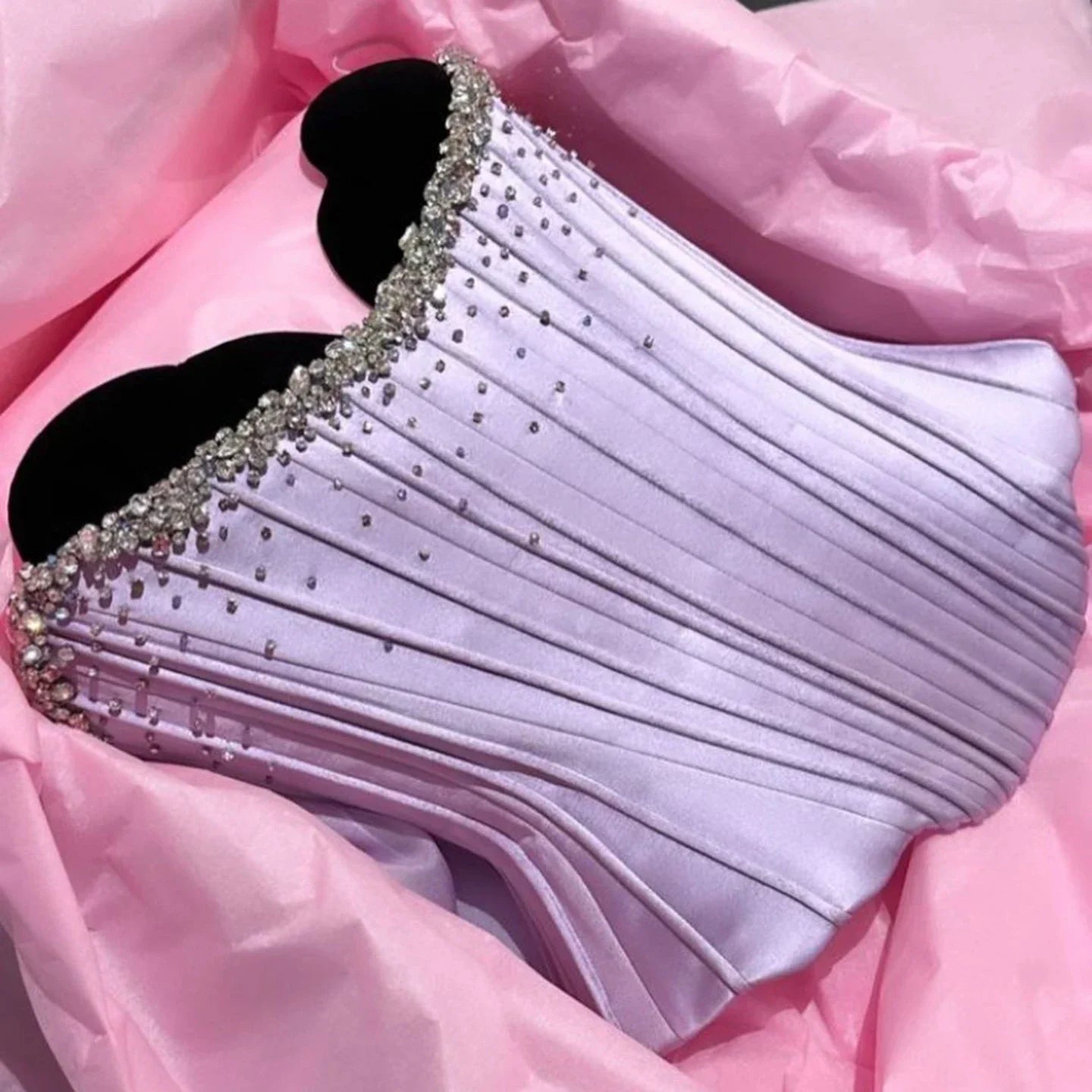 Lilac Corset Satin Evening Dress