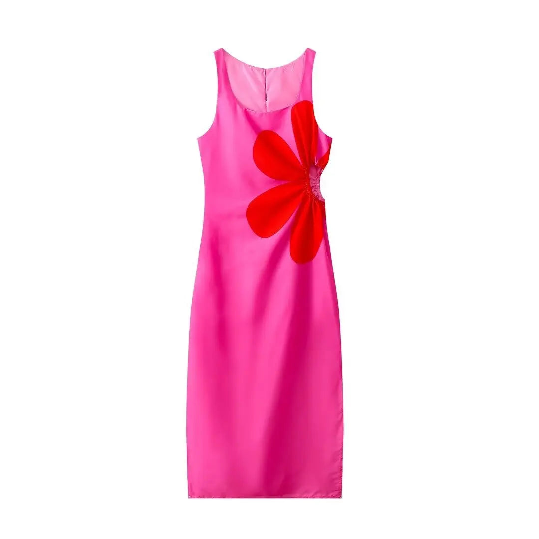 Floral Maxi Dress with Side Cutouts