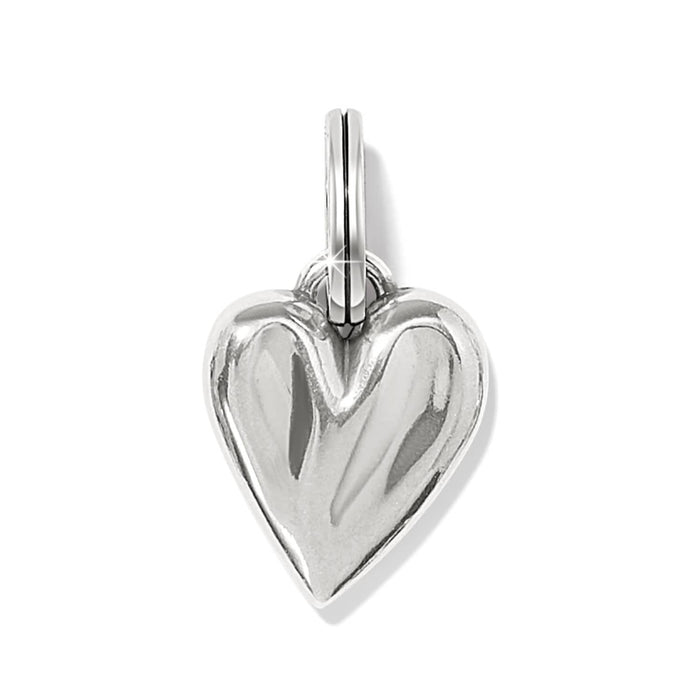 Brighton heart charm with polished two-tone finish and split ring attachment on a white background