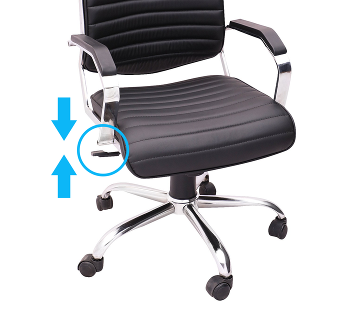 Executive Mid Back Office Chair with Cushioned Seat, Hydraulic Height Adjustment, Chrome Armrests, Swivel Base and Castor Wheels for Office & Home Workspace