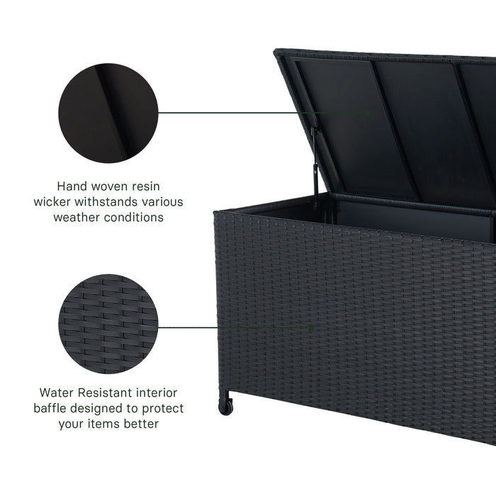 GRAND PATIO 108 Gallons Large Outdoor Wicker Storage Box with Lid for Cushions.