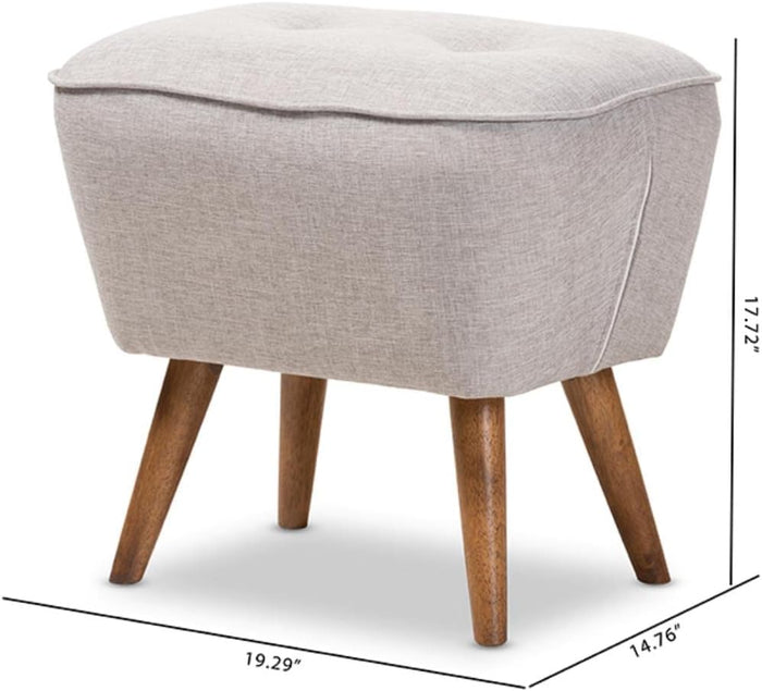 Modern Upholstered Pouffe with Wood Legs - Stylish & Comfortable Footrest for Living Room