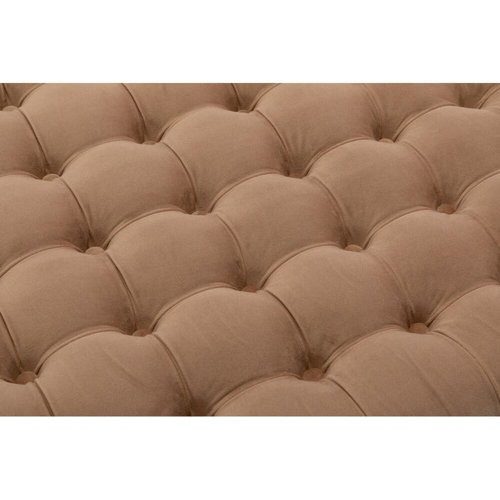Tufted Brown Leather Ottoman Coffee Table - Upholstered with Metal Frame for Living Room Furniture