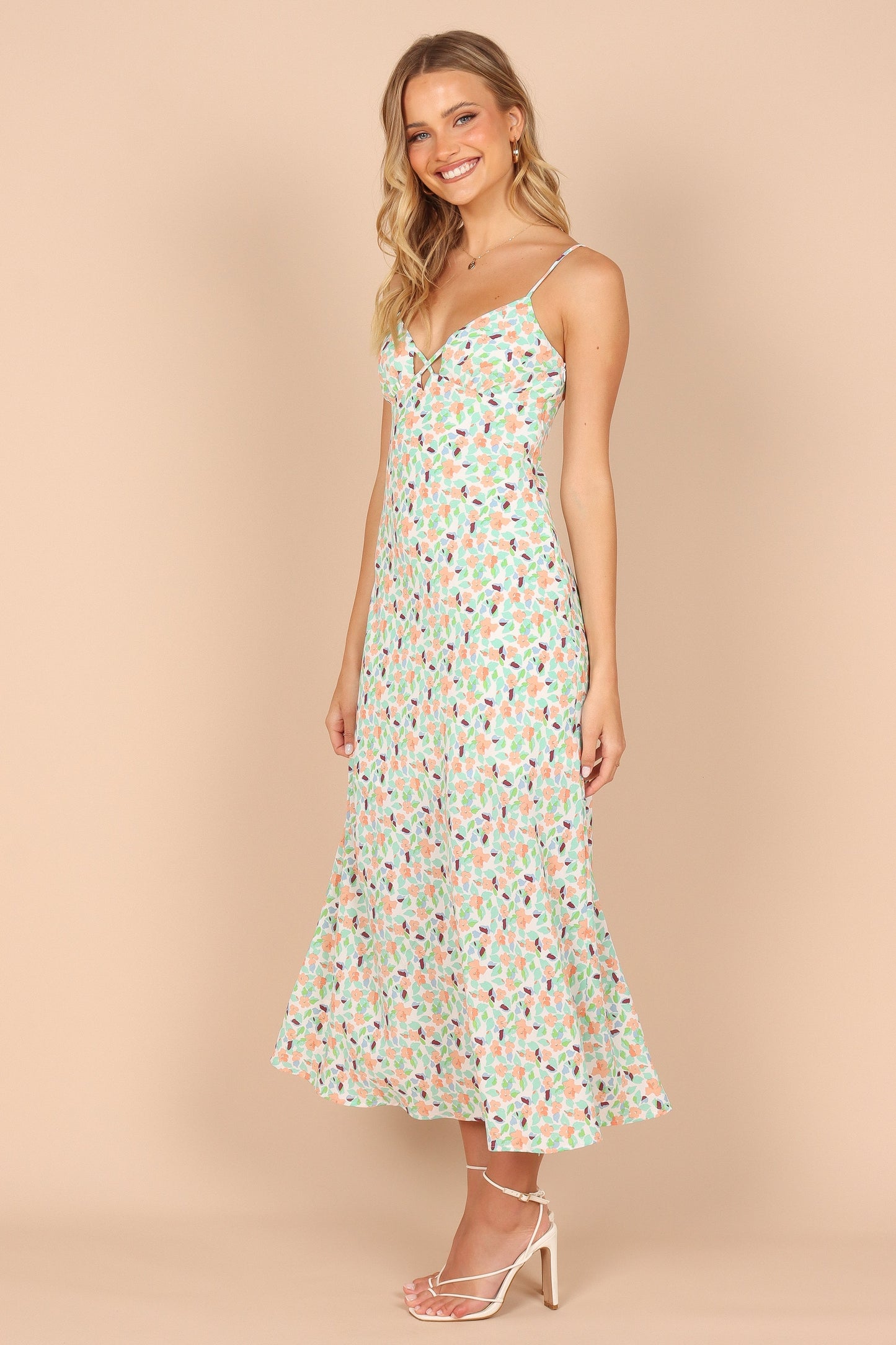Chiffon Halter V Neck Dress