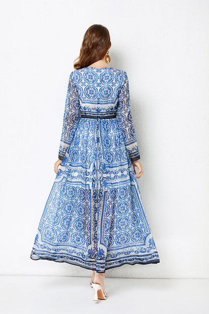 Elegant Daily Long Sleeve A Line Maxi Dress