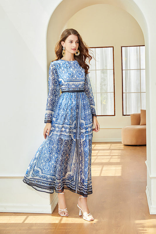 Elegant Daily Long Sleeve A Line Maxi Dress