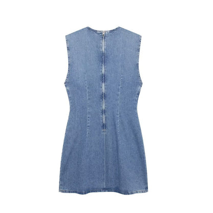 Comfortable Sleeveless Slim Casual Denim Short Dress