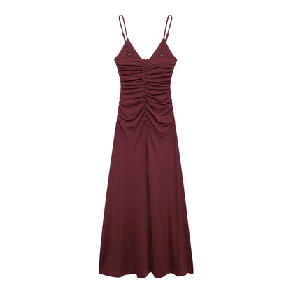 French Floral Decoration V Neck Midi Dress