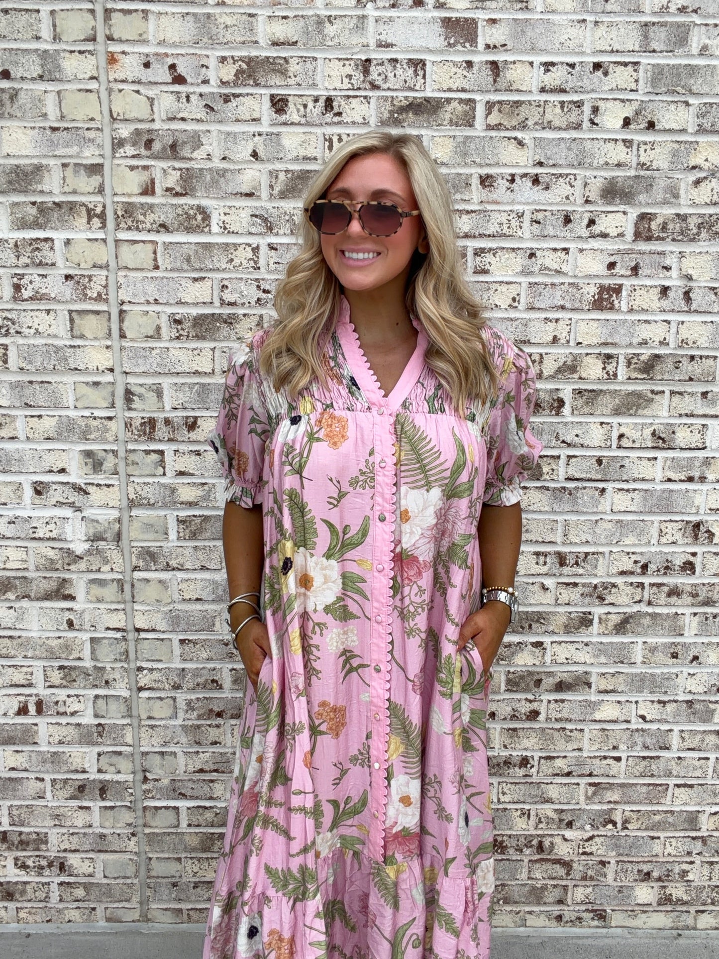 Eden Bloom Button Front Midi Dress