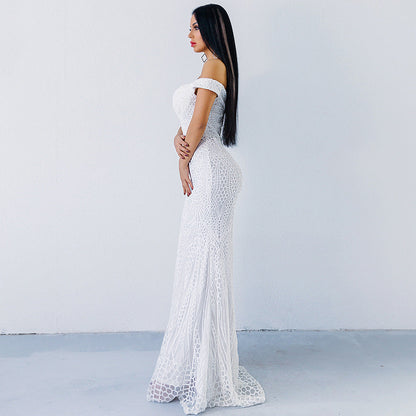 Dress Sequined Tube Top Mopping Banquet Party Evening Dress Fishtail Dress Prom Formal Gown