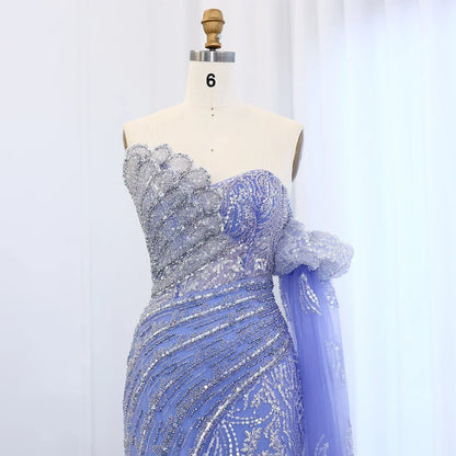 Mermaid Cape Sleeve Scalloped Green Evening Dress