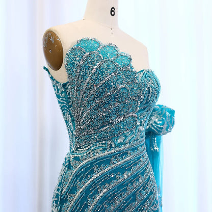 Mermaid Cape Sleeve Scalloped Green Evening Dress