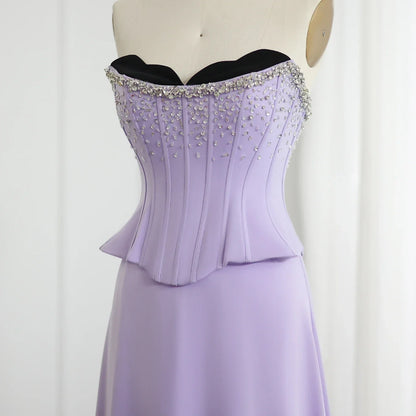 Lilac Corset Satin Evening Dress