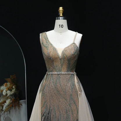 Dusty Champagne Pink Evening Dresses with Overskirt