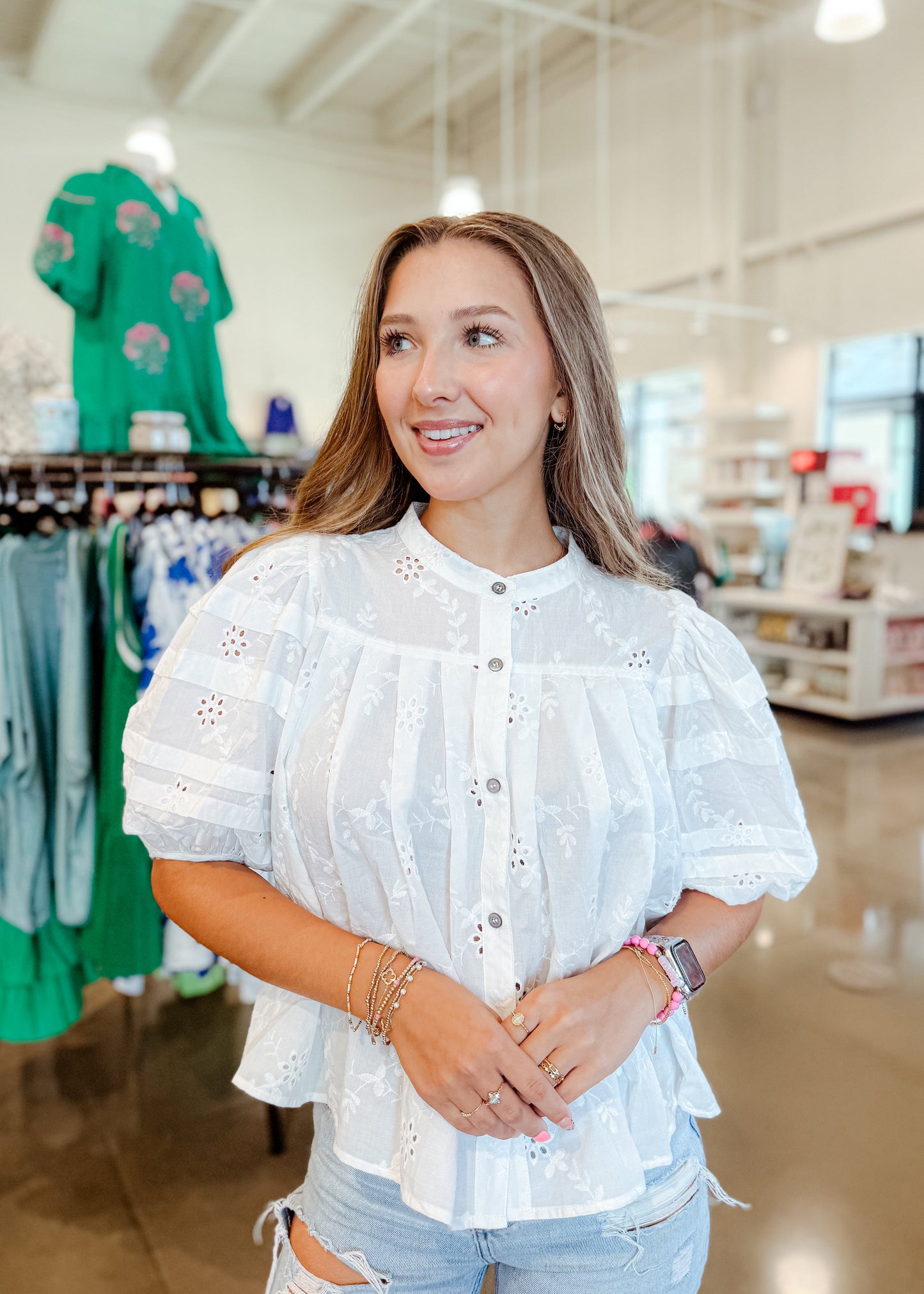 Christine Eyelet Top