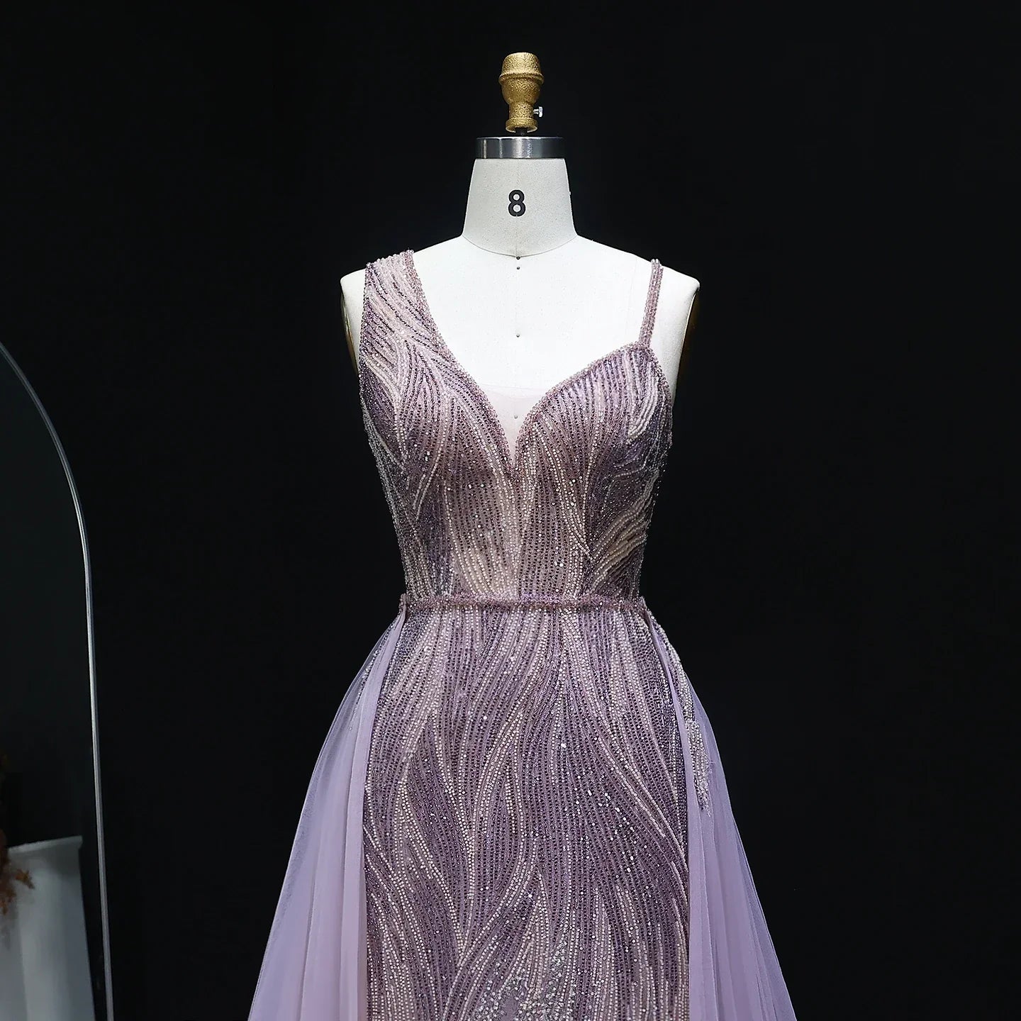 Dusty Champagne Pink Evening Dresses with Overskirt