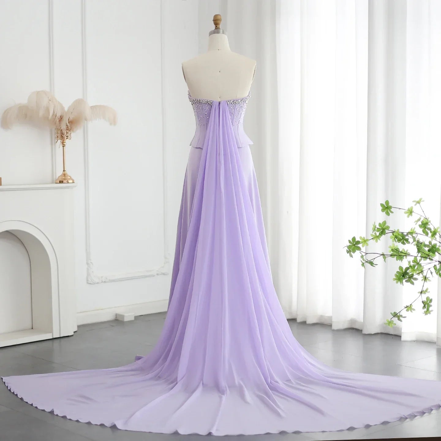 Lilac Corset Satin Evening Dress