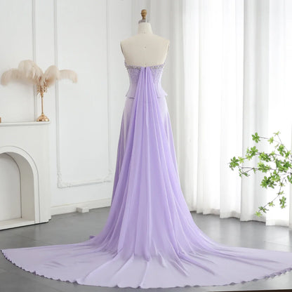Lilac Corset Satin Evening Dress