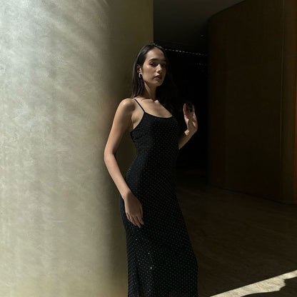 Maxi Dress Socialite Elegant Strap Shiny Light Dress for Dress