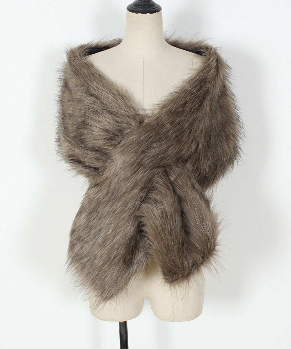 Faux Fur Talma Scarf Multi Color Scarf Bridal Dress Cross Shawl