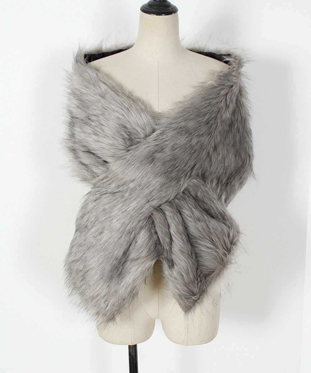 Faux Fur Talma Scarf Multi Color Scarf Bridal Dress Cross Shawl