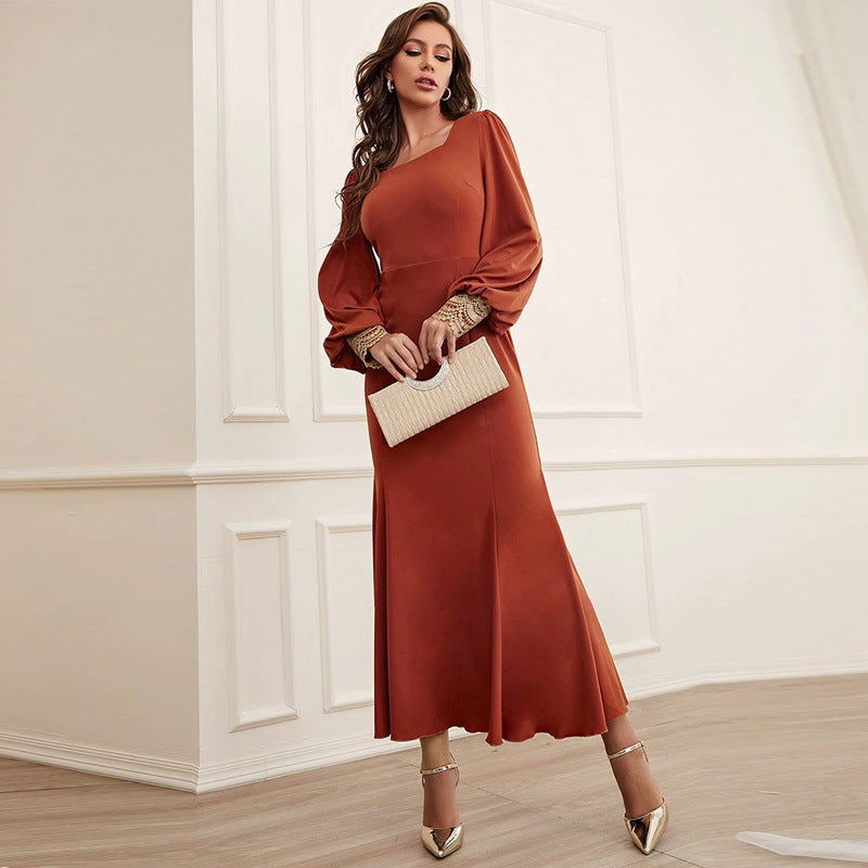 Casual Patchwork Lace Cuff Dress