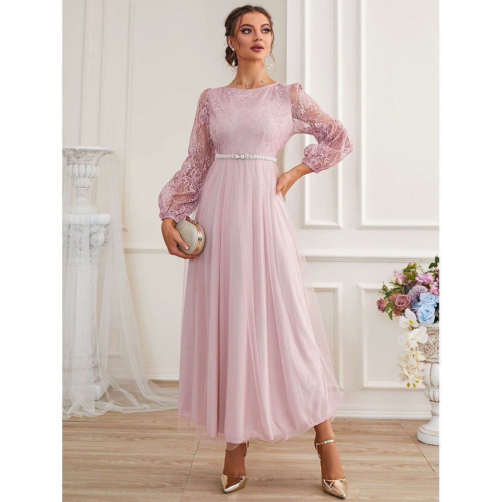 Casual Splicing Lace Grenadine Dress
