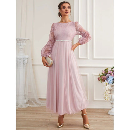 Casual Splicing Lace Grenadine Dress