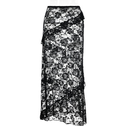 Design Lace Stitching Skirt See through Dress
