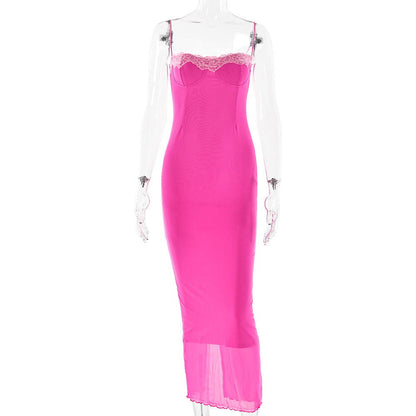 Dress Lace Lace Spaghetti Strap Dress Slim Vacation Dress