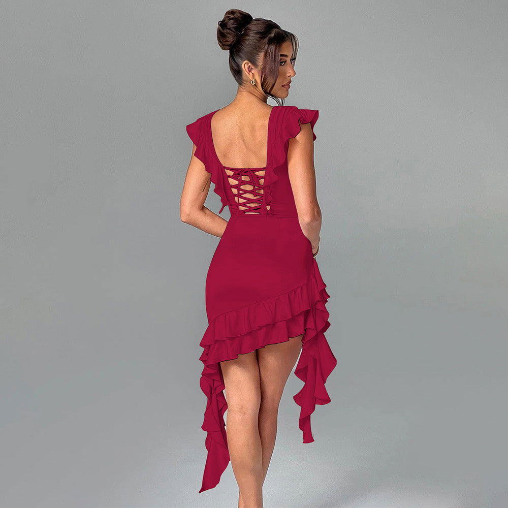 Dress V neck Sleeveless Backless Slim Fit