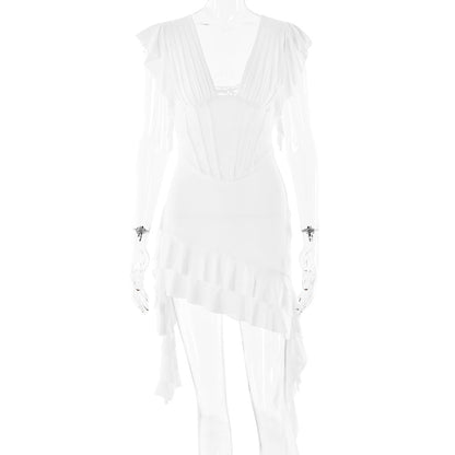 Dress V neck Sleeveless Backless Slim Fit