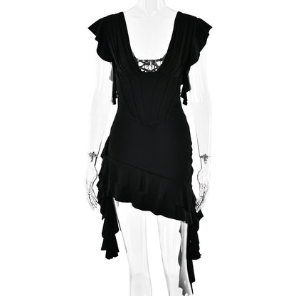 Dress V neck Sleeveless Backless Slim Fit
