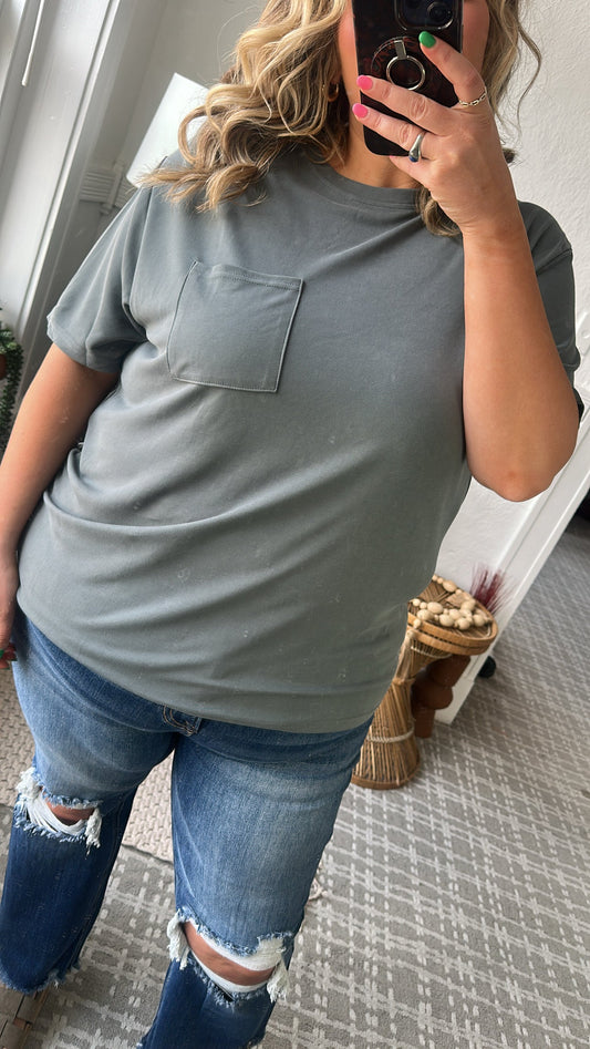 Lenny Basic Pocket Tee, Slate