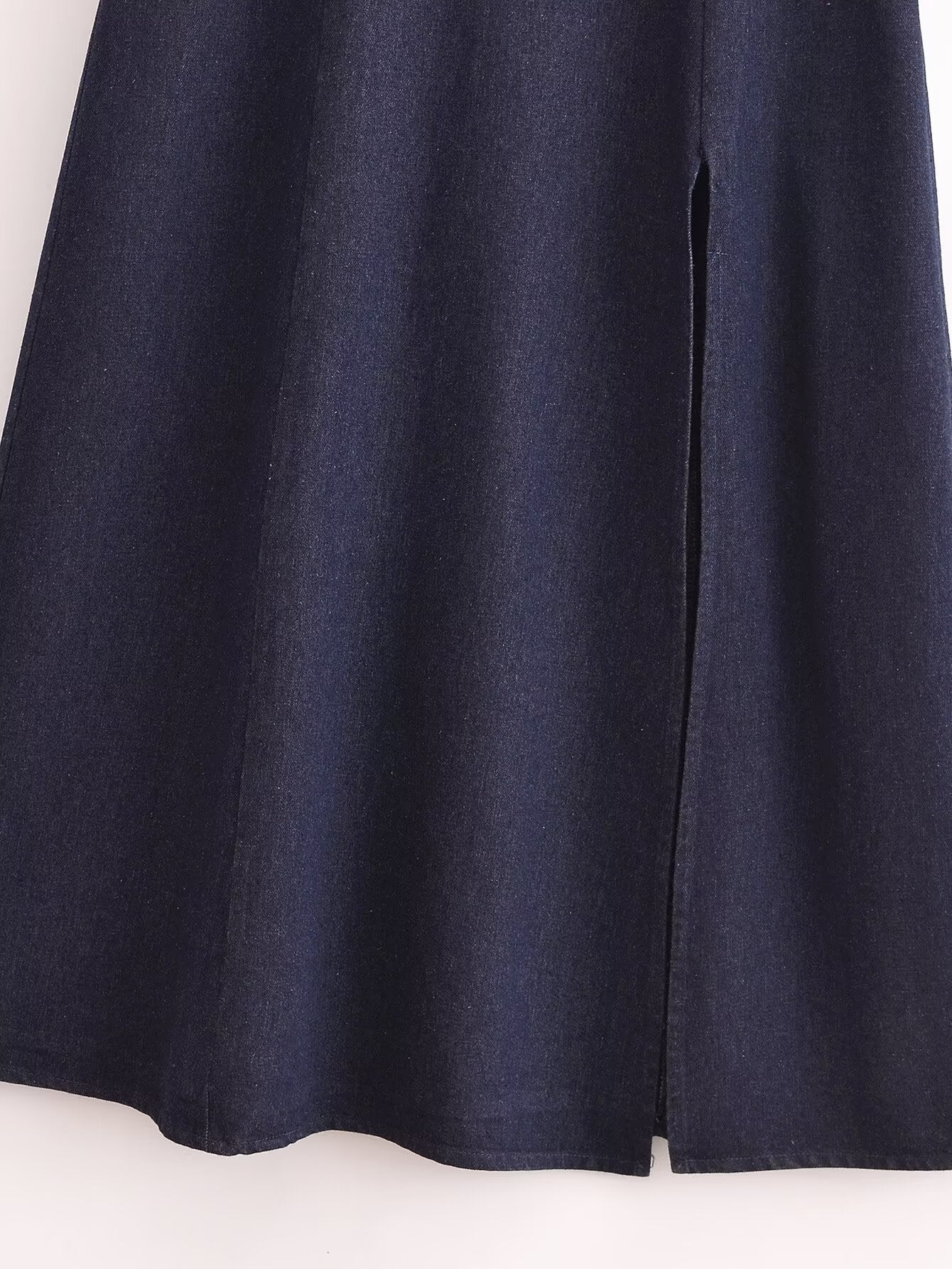 Fall Simple Thin Denim Midi Dress