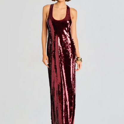 Fall Simple Thin Slim Fit Halter Sequ Dress