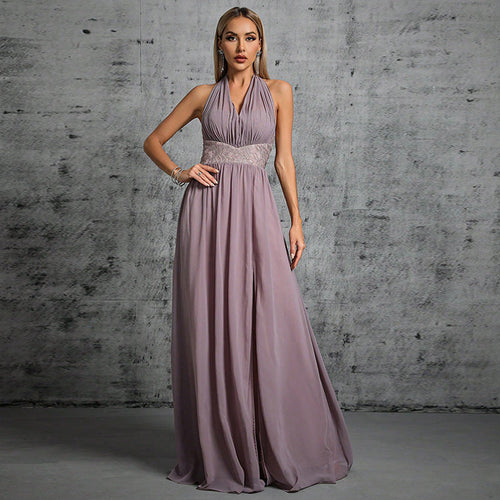 More than Multiple Wear Rope Cross Backless Bandage One Piece Dress Maxi Dress