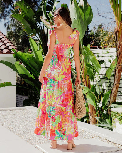Elegant Printed Backless Cami Dress