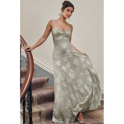 Lace See Through Strap Dress Slim Fit High Grade Evening Dress