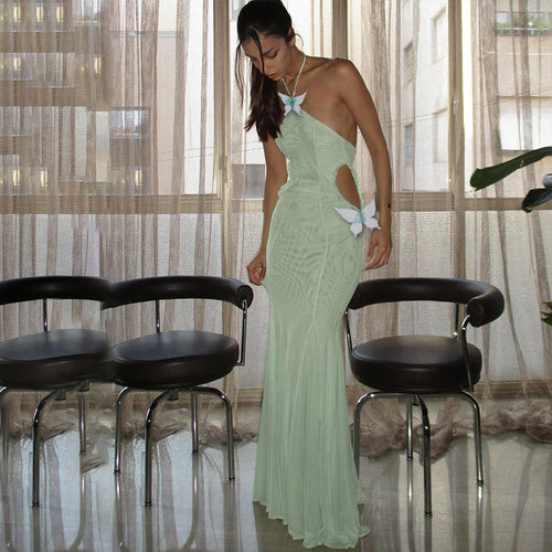 Butterfly Halter Neck Hollow Dress