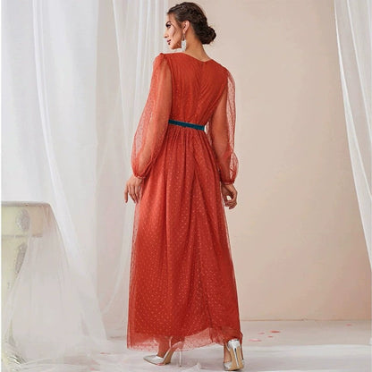 Casual Patchwork Mesh Tied Dress