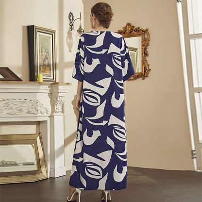 Fashionable Elegant Digital Printed Chiffon Short Sleeve Dress