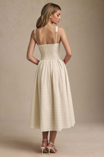 Heavy Embroidery Slim Fit Suspender Dress