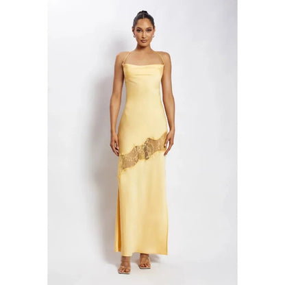 Dress Sling Backless Gauzy Stitching Elegant Dress (3 Colors)