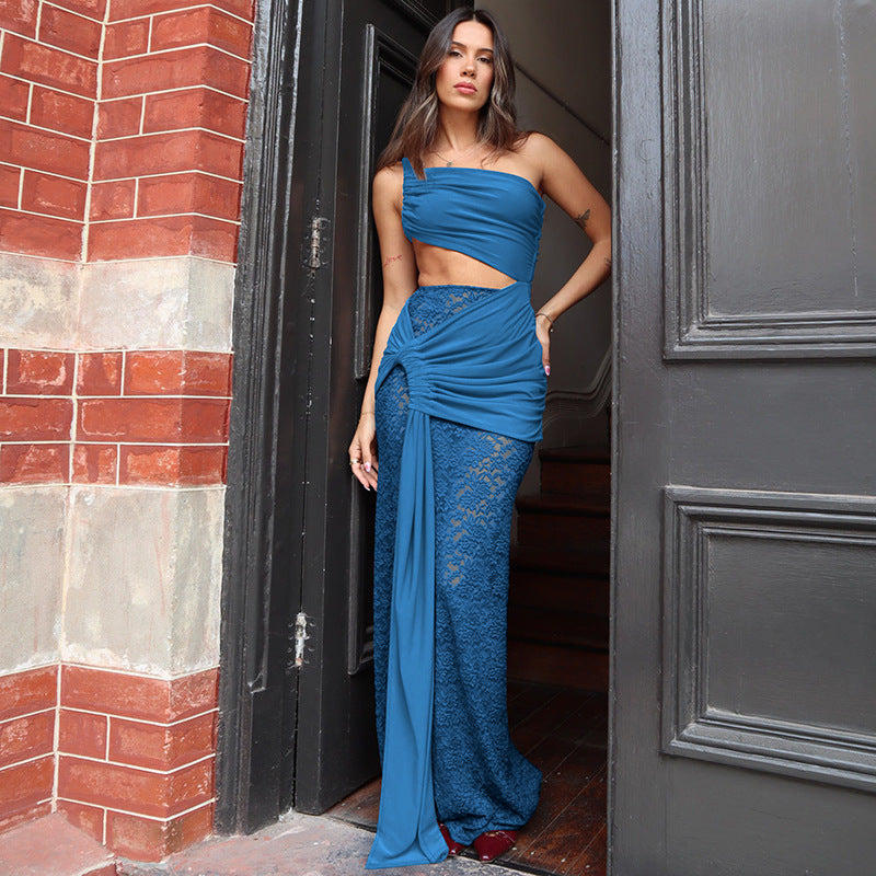 Mid Waist Hollow Out Cutout Lace Strap Dress