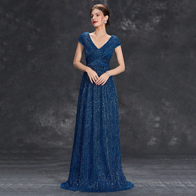 Evening Dress Deep V Plunge neck Bridesmaid Dress Sleeveless Maxi Evening Gown Prom Dress Summer