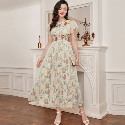 Fashionable Elegant French Stitching Mesh Dress