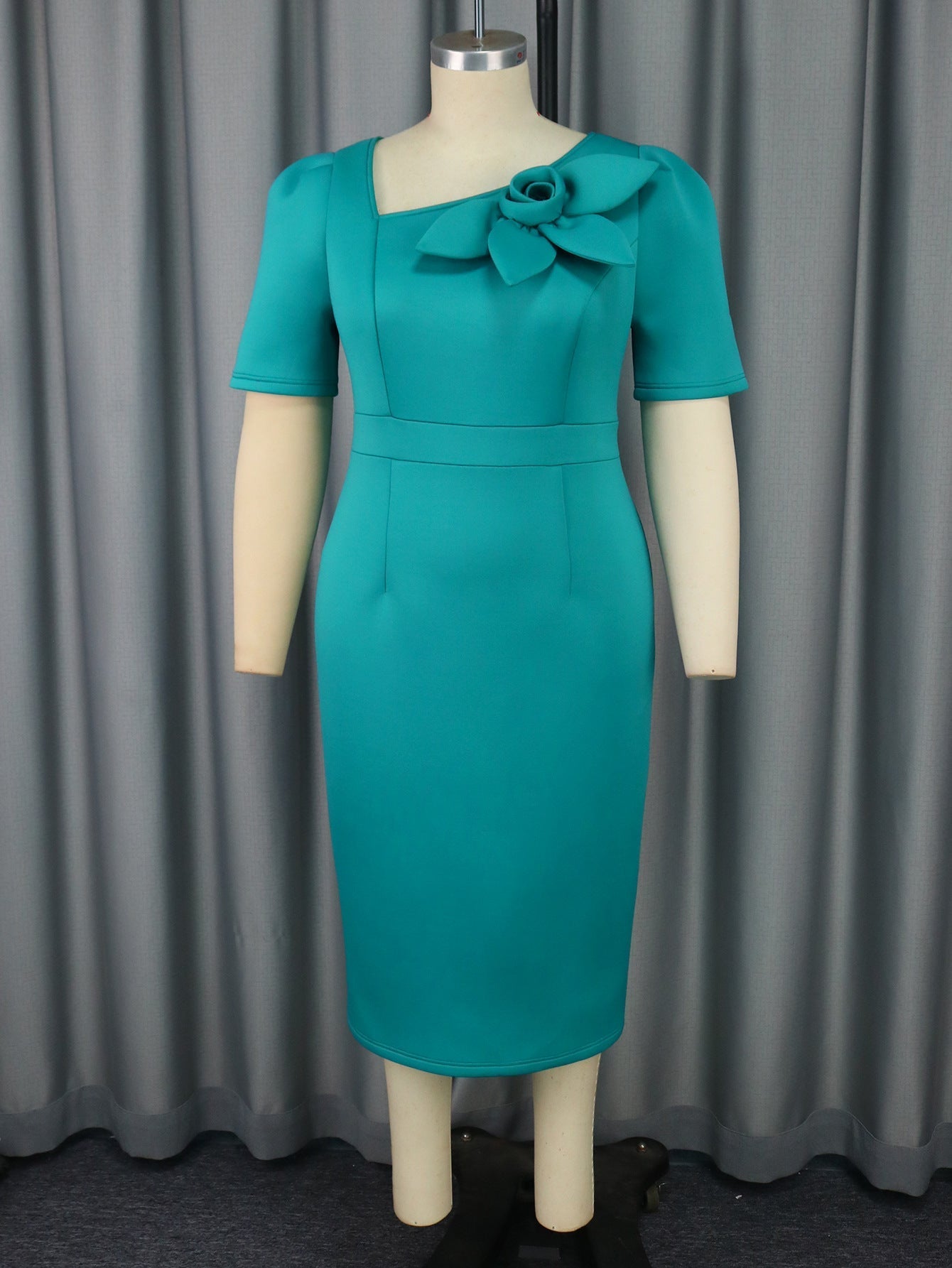 Fashionable Asymmetric Collar High Waist Dress Party Cocktail Dress