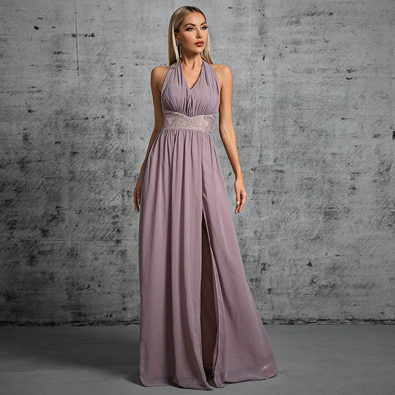 More than Multiple Wear Rope Cross Backless Bandage One Piece Dress Maxi Dress